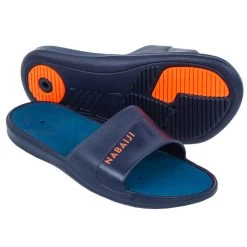 Sandale Claquette Piscine Enfant SLAP 500 PRINT Croco Bleu Noir -Nager NABAIJI 8575087