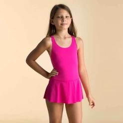 Maillot De Bain De Natation Fille 1 Pièce Vega Jupette Imprimé Rose -Nager NABAIJI 8600576