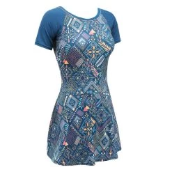 Maillot De Bain De Natation Femme Une Pièce Jupet Una Short Sleeve BLUE PRINT -Nager NABAIJI 8607195