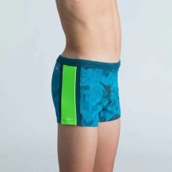 Boxer De Bain Natation Garçon - Yokob - Bleu Sombre / Vert Fluo -Nager NABAIJI boxer de bain natation garcon yokob bleu sombre slash vert fluo 2
