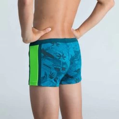 Boxer De Bain Natation Garçon - Yokob - Bleu Sombre / Vert Fluo -Nager NABAIJI boxer de bain natation garcon yokob bleu sombre slash vert fluo 3