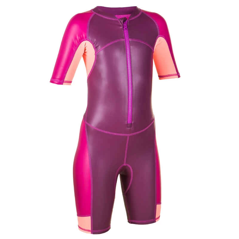 Combinaison De Natation Fille - Shorty 100 Kloupi - Violet Rose Corail 7 Combinaison De Natation Fille - Shorty 100 Kloupi - Violet Rose Corail – Image 5