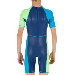COMBINAISON DE NATATION GARÇON - SHORTY 100 KLOUPI - BLEU / VERT -Nager NABAIJI combinaison de natation garcon shorty 100 kloupi bleu vert 2