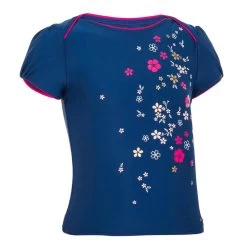 Haut De Maillot De Bain Bébé Fille Tankini Bleu Foncé Imprimé Fleurs