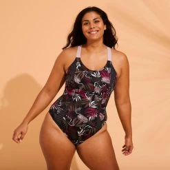 Maillot De Bain 1 Pièce Aquagym-Aquabike Femme Elea Saf Kaki