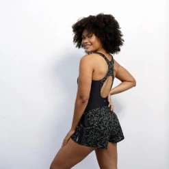 Maillot De Bain 1 Pièce Short Loose Aquafitness Femme Sofi Lica Noir Kaki -Nager NABAIJI maillot de bain 1 piece short loose aquafitness femme sofi lica noir kaki 2