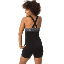 Maillot De Bain 1 Pièce Shorty Aquagym-Aquabike Femme Elea Bul Noir Gris -Nager NABAIJI maillot de bain 1 piece shorty aquagym aquabike femme elea bul noir gris 2