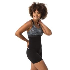 Maillot De Bain 1 Pièce Shorty Aquagym-Aquabike Femme Elea Bul Noir Gris -Nager NABAIJI maillot de bain 1 piece shorty aquagym aquabike femme elea bul noir gris 3