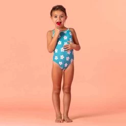 Maillot De Bain Bébé Fille Une Pièce Bleu Avec Imprimé Fleurs -Nager NABAIJI maillot de bain bebe fille une piece bleu avec imprime fleurs 2