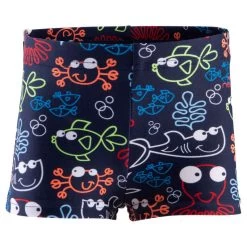 BOXER DE BAIN BEBE / ENFANT BLEU IMPRIME FISH -Nager NABAIJI maillot de bain bebe garcon boxer bleu fonce imprime 1