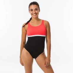 Maillot De Bain De Natation 1 Pièce Femme Heva Li Noir Corail