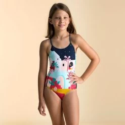 Maillot De Bain De Natation 1 Pièce Fille Lila Riad Marine