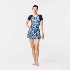 Maillot De Bain De Natation Femme Une Pièce Jupet Una Short Sleeve BLUE PRINT -Nager NABAIJI maillot de bain de natation femme une piece jupet una short sleeve all lejo blue 3