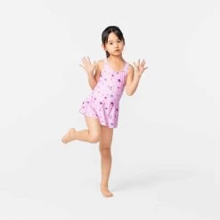 Maillot De Bain De Natation Fille 1 Pièce Vega Jupette Imprimé Rose -Nager NABAIJI maillot de bain de natation fille 1 piece vega jupette rose 4