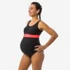 Maillot De Bain De Natation Grossesse 1 Pièce Romane Noir Corail -Nager NABAIJI maillot de bain de natation grossesse 1 piece romane noir corail
