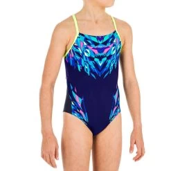 Maillot De Bain De Natation Une Pièce Fille Résistant Chlore Lexa Kali Bleu
