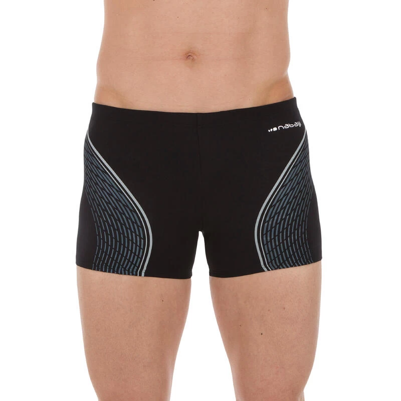 MAILLOT DE BAIN HOMME BOXER 500 FIT NOIR DASH GRIS 3 MAILLOT DE BAIN HOMME BOXER 500 FIT NOIR DASH GRIS