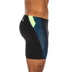 Boxer De Bain Natation Homme - Long - Noir / Bleu / Jaune -Nager NABAIJI maillot de bain homme boxer long 500 noir jaune bleu 2