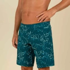Short De Bain Natation Homme - Swimshort 100 Long - Bana Turquoise Bleu Marine -Nager NABAIJI maillot de bain natation homme swimshort 100 long tex kaki 1