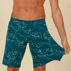Short De Bain Natation Homme - Swimshort 100 Long - Bana Turquoise Bleu Marine -Nager NABAIJI maillot de bain natation homme swimshort 100 long tex kaki 5