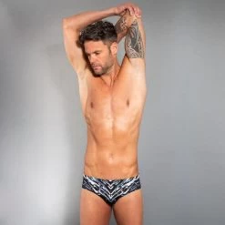 MAILLOT DE BAIN SLIP 900 PRINT HOMME XEN NOIR