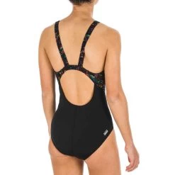 Maillot De Bain Une Pièce De Natation Fille Kamiye Print Fire Noir / Jaune -Nager NABAIJI maillot de bain une piece de natation fille kamiye print fire noir slash jaune 2