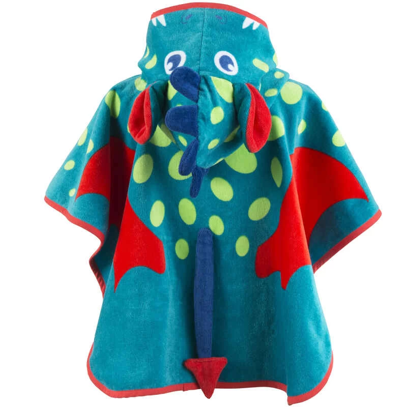 Poncho Bébé Avec Capuche Bleu Vert Imprimé DRAGON 4 Poncho Bébé Avec Capuche Bleu Vert Imprimé DRAGON – Image 2