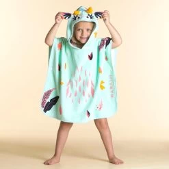 Poncho De Bain Coton Bébé - Gazelle Vert Menthe -Nager NABAIJI poncho de bain coton bebe gazelle vert menthe 3
