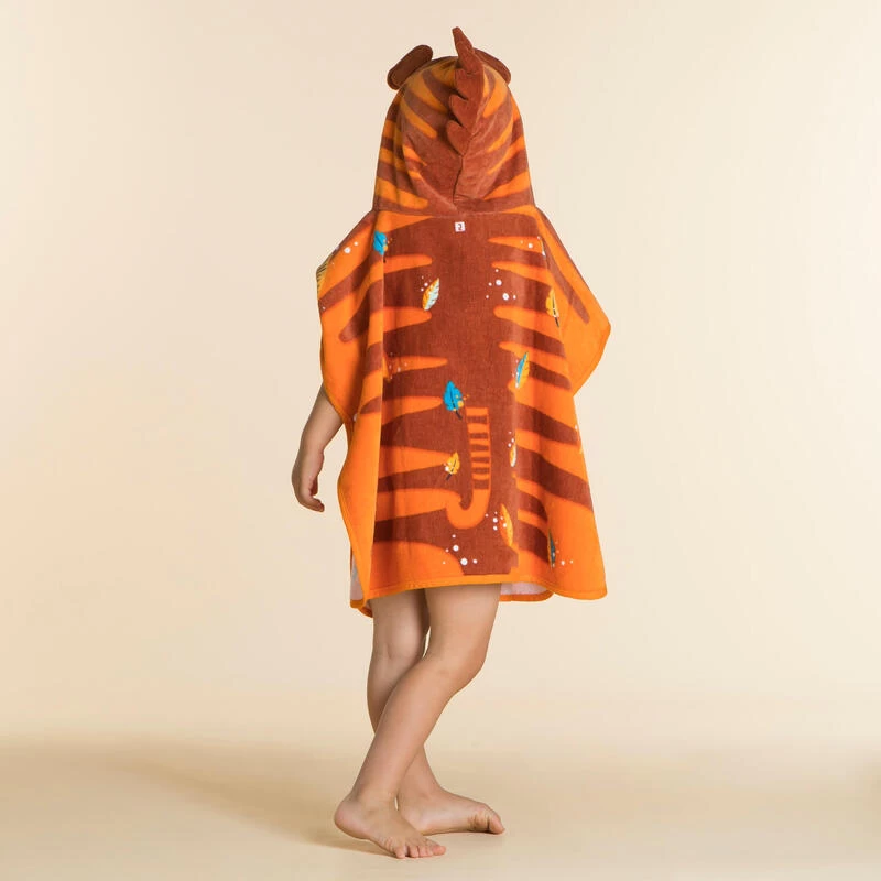 Poncho De Bain Coton Bébé - Tigre Orange-Marron 6 Poncho De Bain Coton Bébé - Tigre Orange-Marron – Image 4