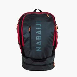 Sac A Dos Natation 40L 900 Noir Rouge -Nager NABAIJI sac a dos natation 40 l 900 noir gris 2