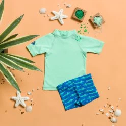 T-shirt Anti UV Bébé Manches Courtes Vert Clair -Nager NABAIJI t shirt anti uv bebe manches courtes vert clair 1